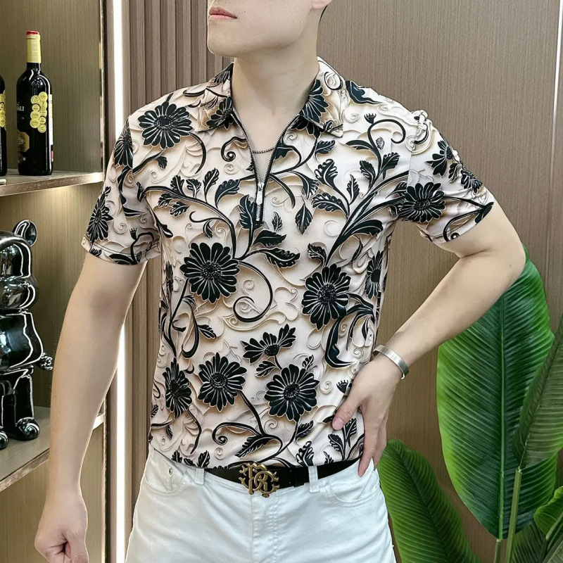 Designer kiadás: Férfi nyári slim-fit rövid ujjú polo ing, koreai stílusú gallér