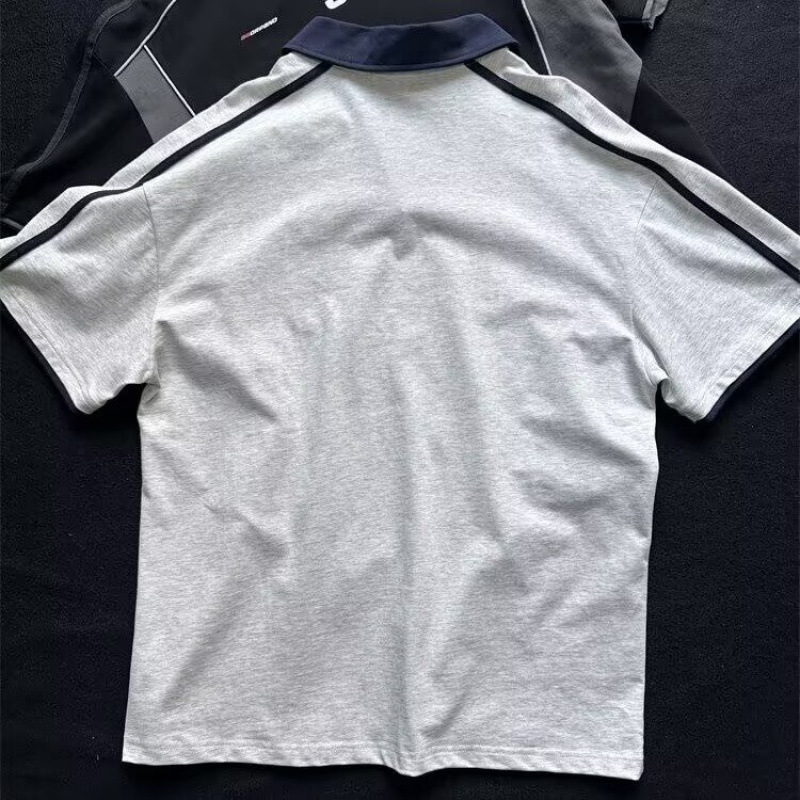 2025-ös férfi amerikai sport polo ing, nyár, városi mintás design, laza szabás, motoros hangulat