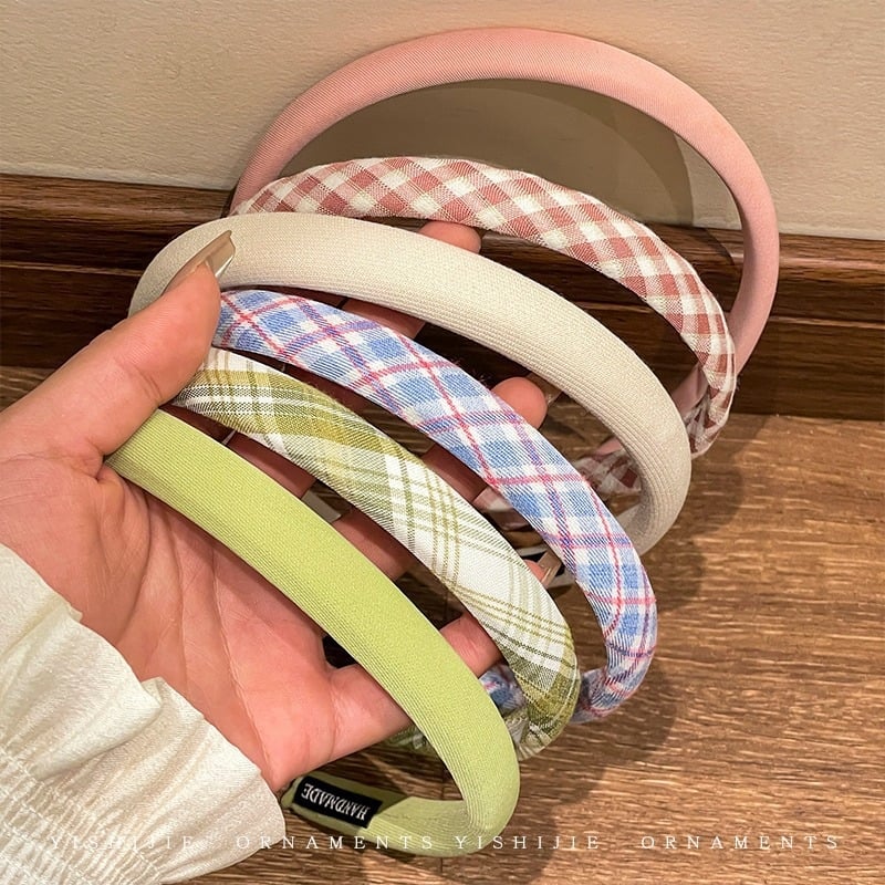 Bandă de păr țesută în verde muștar, bandă de cap din burete, vară, design răsucit, accesorii feminine proaspăt și drăguț în stil coreean