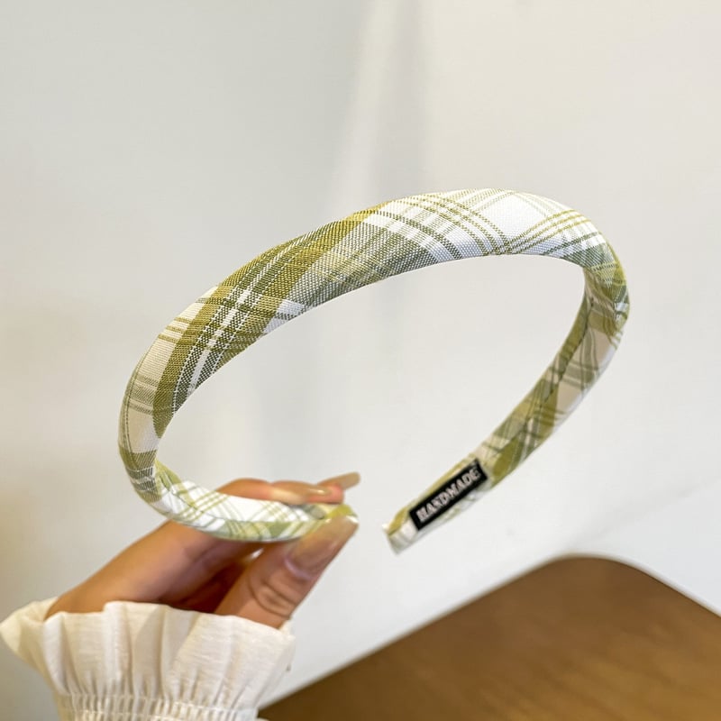 Bandă de păr țesută în verde muștar, bandă de cap din burete, vară, design răsucit, accesorii feminine proaspăt și drăguț în stil coreean