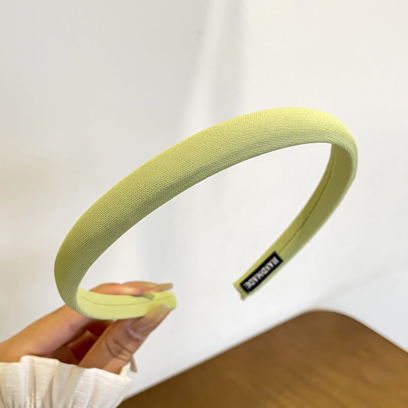 Bandă de păr țesută în verde muștar, bandă de cap din burete, vară, design răsucit, accesorii feminine proaspăt și drăguț în stil coreean