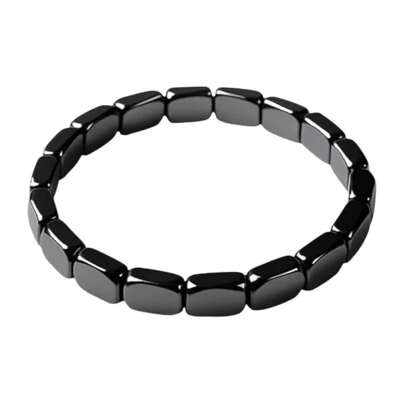 Muška modna narukvica od crnog gallstone kamena, geometrijske perle, unisex, elastična, 20 cm opseg