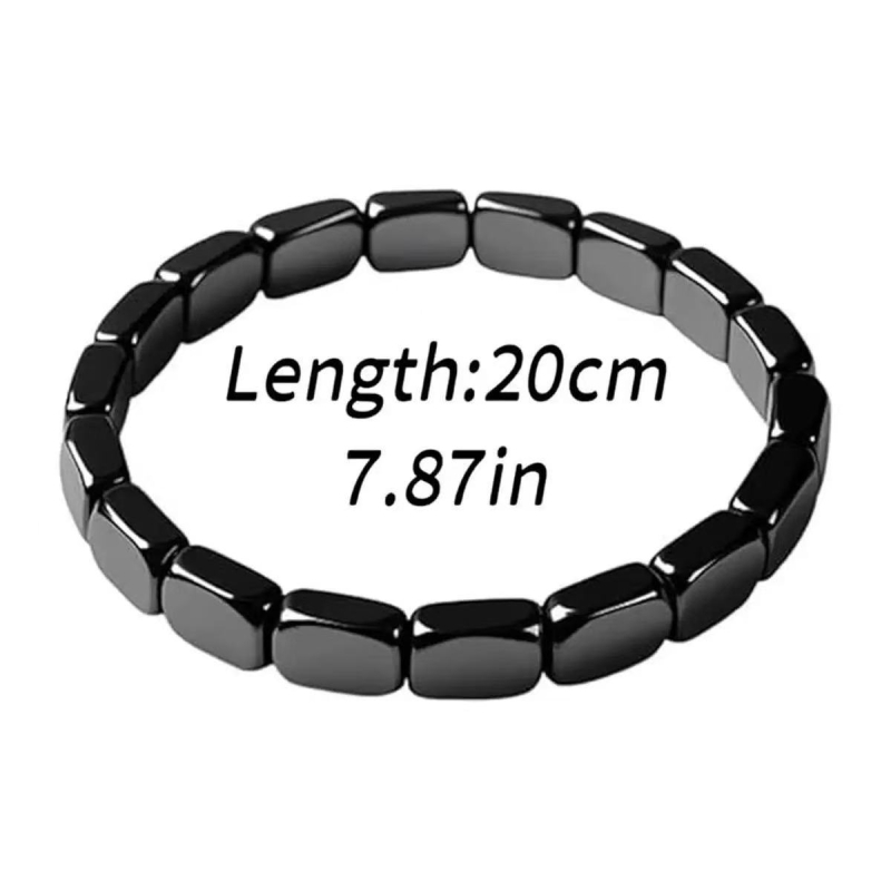 Muška modna narukvica od crnog gallstone kamena, geometrijske perle, unisex, elastična, 20 cm opseg