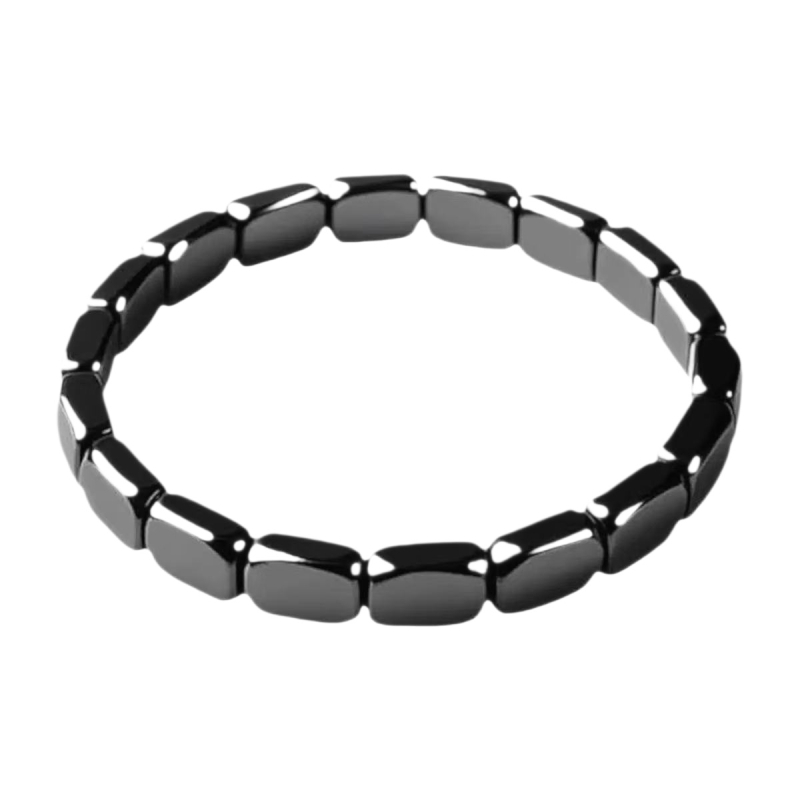 Muška modna narukvica od crnog gallstone kamena, geometrijske perle, unisex, elastična, 20 cm opseg
