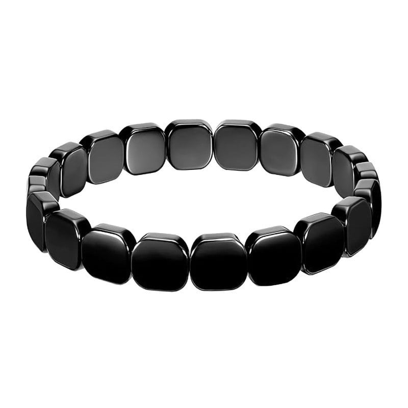 Muška modna narukvica od crnog gallstone kamena, geometrijske perle, unisex, elastična, 20 cm opseg