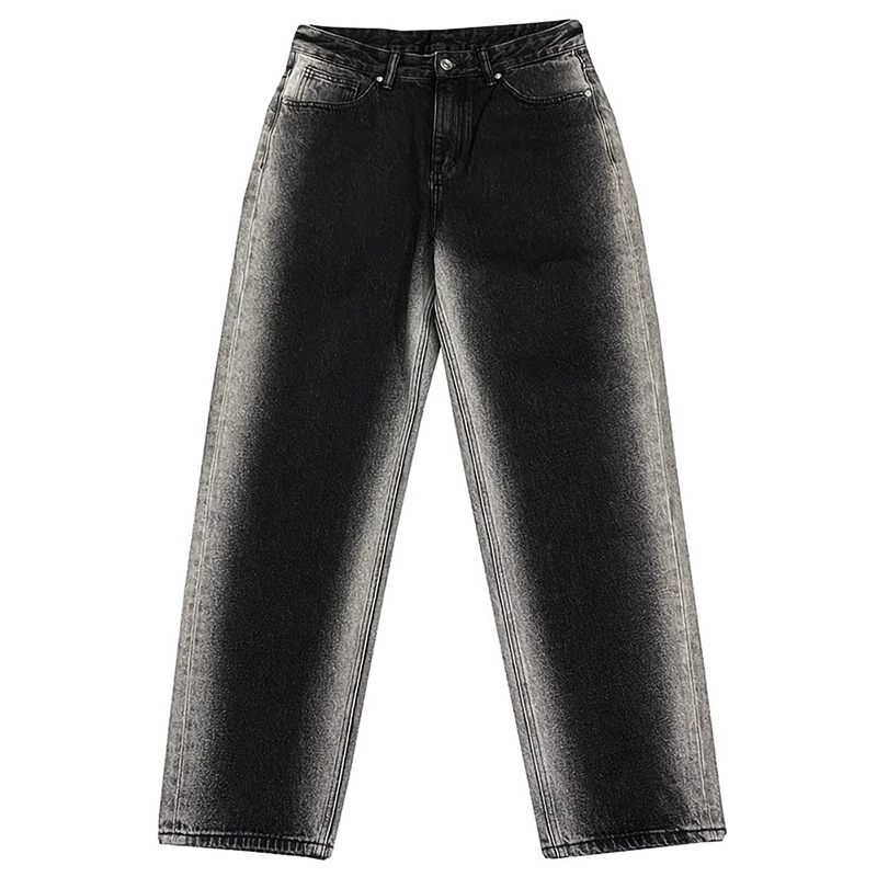 Férfi farmer amerikai stílusban, laza szabás, mosott, plusz méret, vintage egyenes szabású nadrág