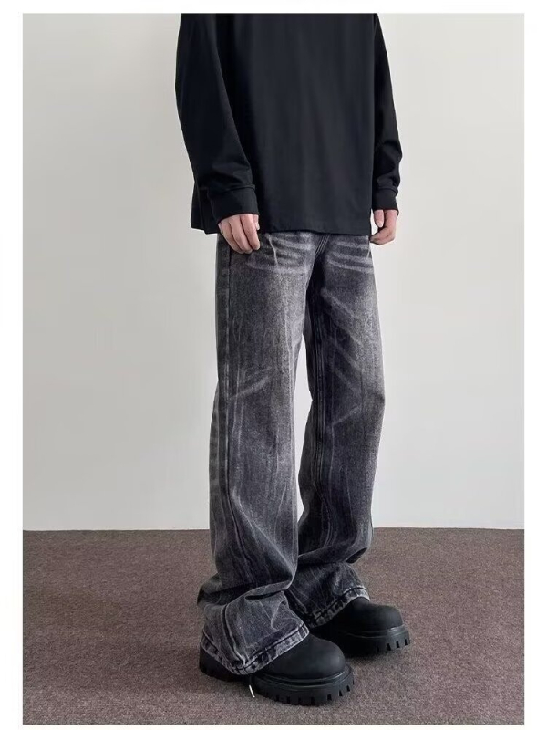 Amerikai retro mosott farmernadrág férfiaknak — lazán szabott, egyenes szárú, sokoldalú streetwear-stílus