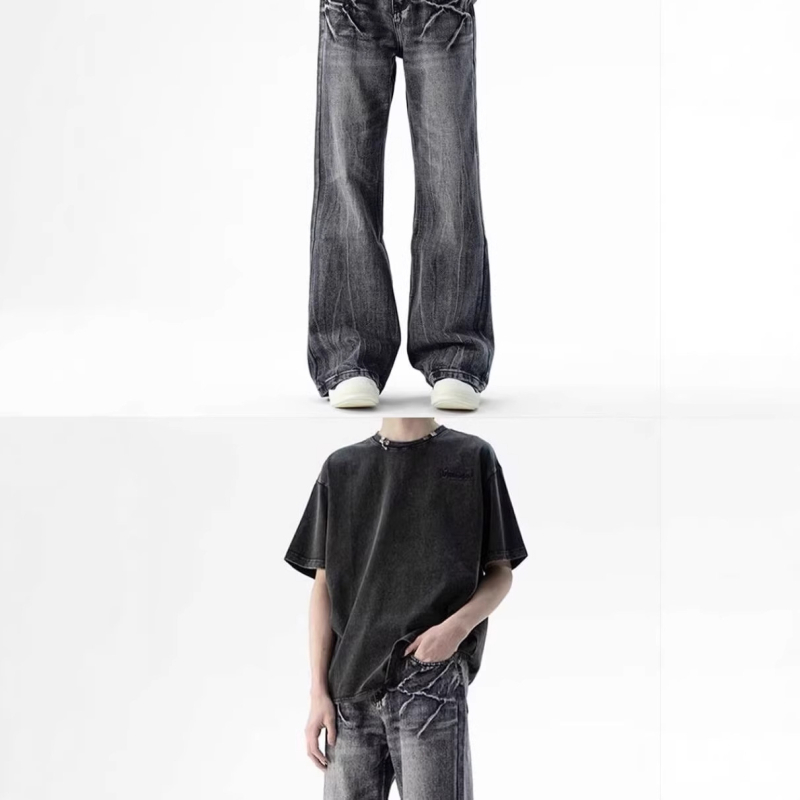 Amerikai retro mosott farmernadrág férfiaknak — lazán szabott, egyenes szárú, sokoldalú streetwear-stílus