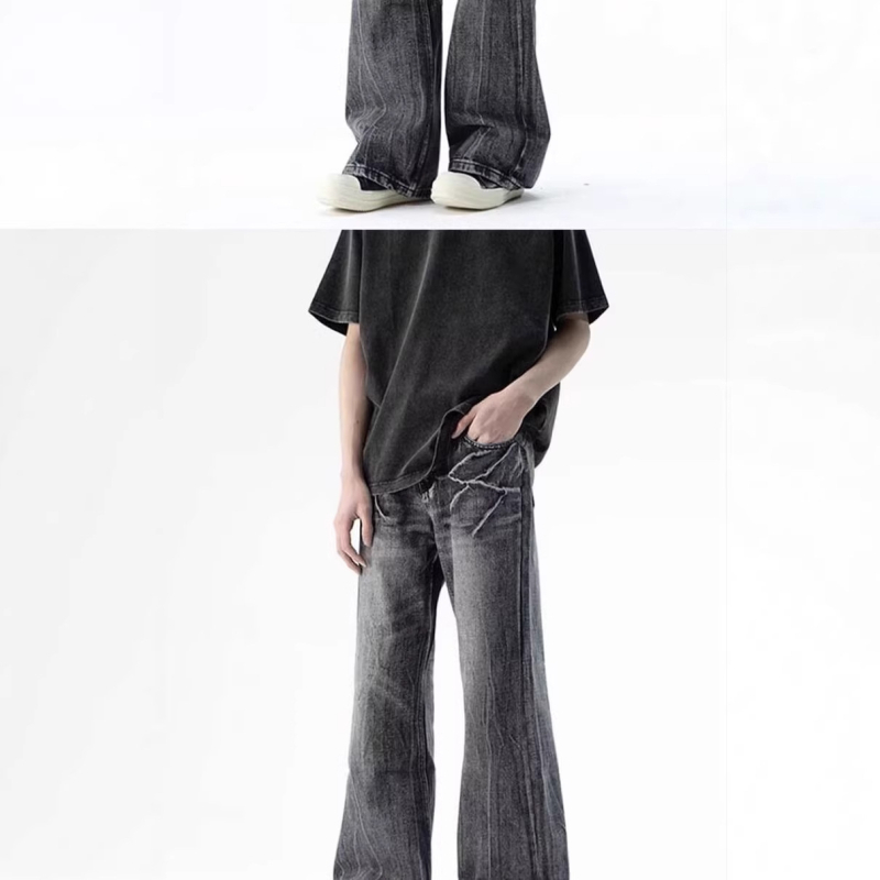 Amerikai retro mosott farmernadrág férfiaknak — lazán szabott, egyenes szárú, sokoldalú streetwear-stílus