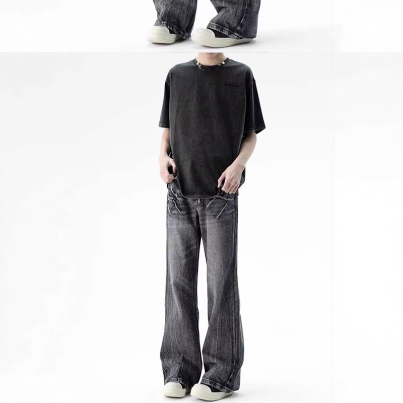 Amerikai retro mosott farmernadrág férfiaknak — lazán szabott, egyenes szárú, sokoldalú streetwear-stílus