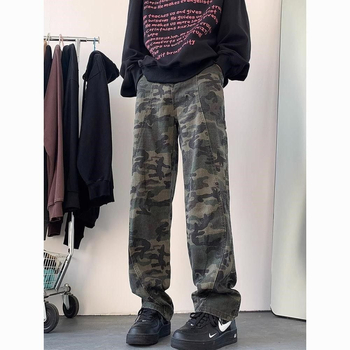 Tavaszi férfi kamuflázs mintás farmer, bootcut és egyenes szár, vibe dizájn, kiemelkedő minőség