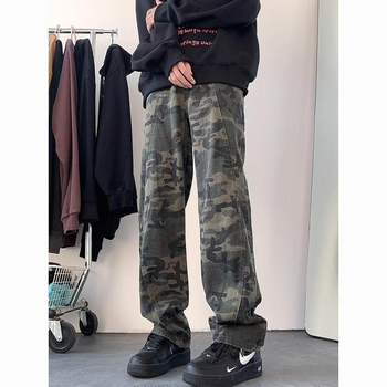 Tavaszi férfi kamuflázs mintás farmer, bootcut és egyenes szár, vibe dizájn, kiemelkedő minőség