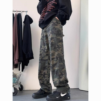 Tavaszi férfi kamuflázs mintás farmer, bootcut és egyenes szár, vibe dizájn, kiemelkedő minőség