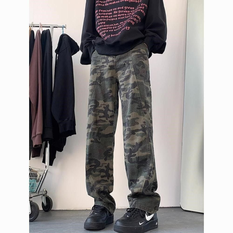 Tavaszi férfi kamuflázs mintás farmer, bootcut és egyenes szár, vibe dizájn, kiemelkedő minőség