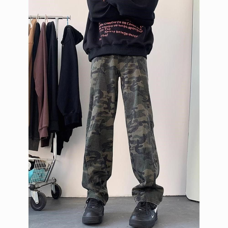 Tavaszi férfi kamuflázs mintás farmer, bootcut és egyenes szár, vibe dizájn, kiemelkedő minőség