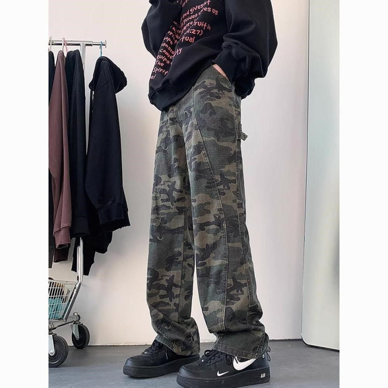Tavaszi férfi kamuflázs mintás farmer, bootcut és egyenes szár, vibe dizájn, kiemelkedő minőség