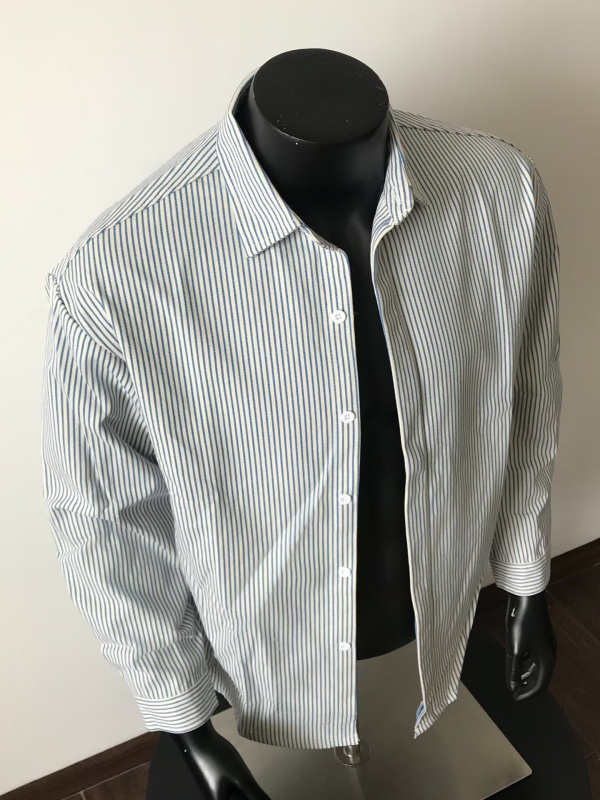 Brit stílusú csíkos hosszú ujjú ing, slim-fit, üzleti és hétköznapi viselethez