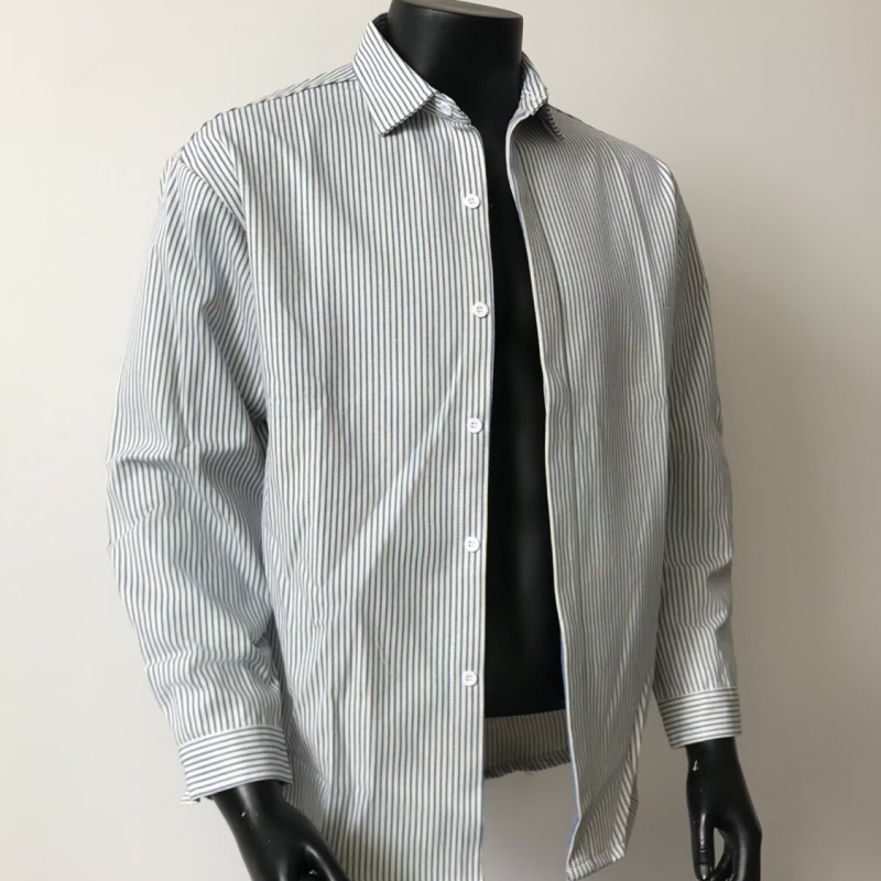 Brit stílusú csíkos hosszú ujjú ing, slim-fit, üzleti és hétköznapi viselethez