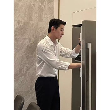 Őszi prémium férfi hosszú ujjú ing, karcsú szabás, casual-business, vasalás nélkül