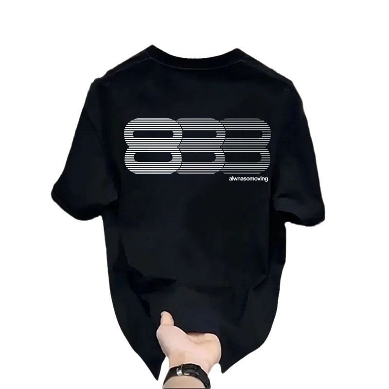 Férfi rövid ujjú T-shirt, kerek nyakú, nyári minimalist stílus, képregény nyomattal, lélegző pamut.