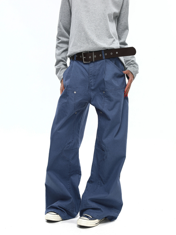 Férfiaknak szóló vintage streetwear farmernadrág, széles lábbal, egyenes szabás
