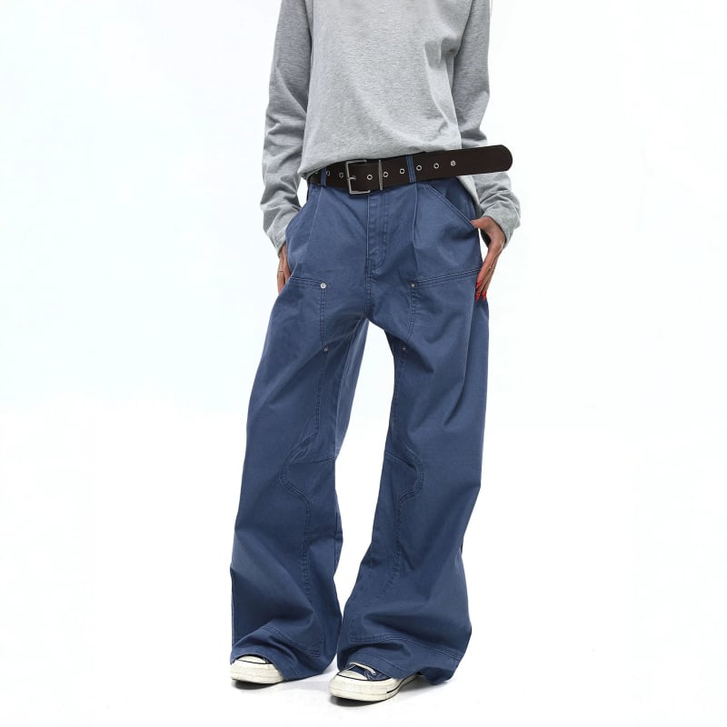 Férfiaknak szóló vintage streetwear farmernadrág, széles lábbal, egyenes szabás