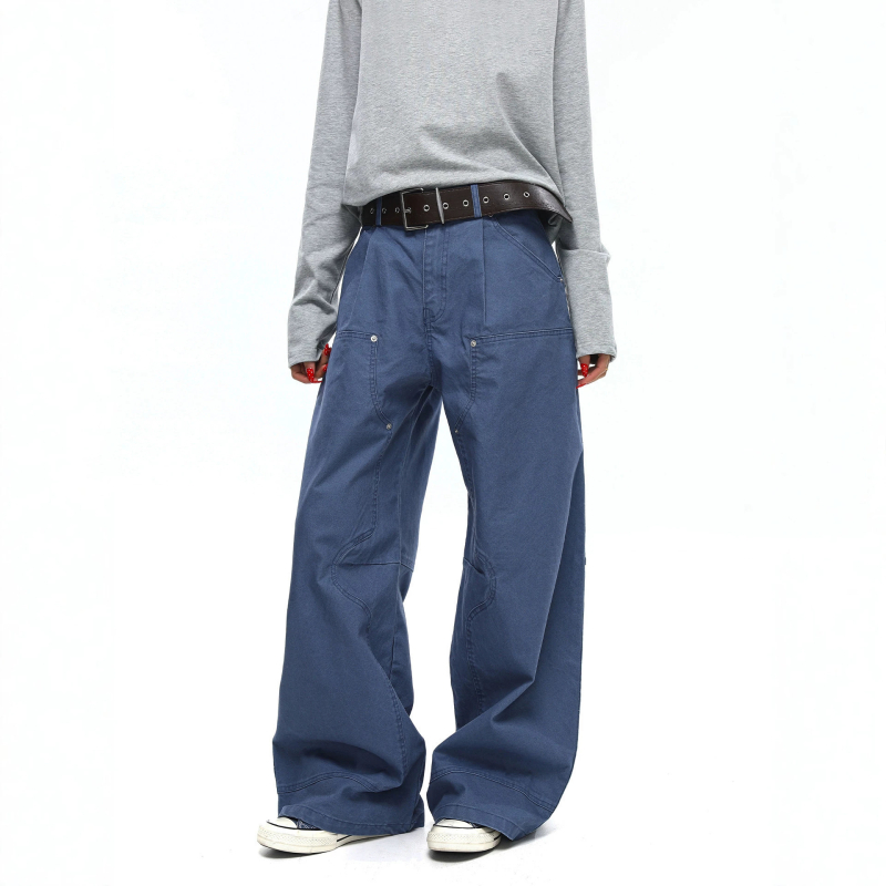 Férfiaknak szóló vintage streetwear farmernadrág, széles lábbal, egyenes szabás
