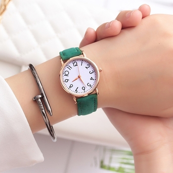 Ceas dama casual minimalist cu cuarț, curea PU, cadran rotund