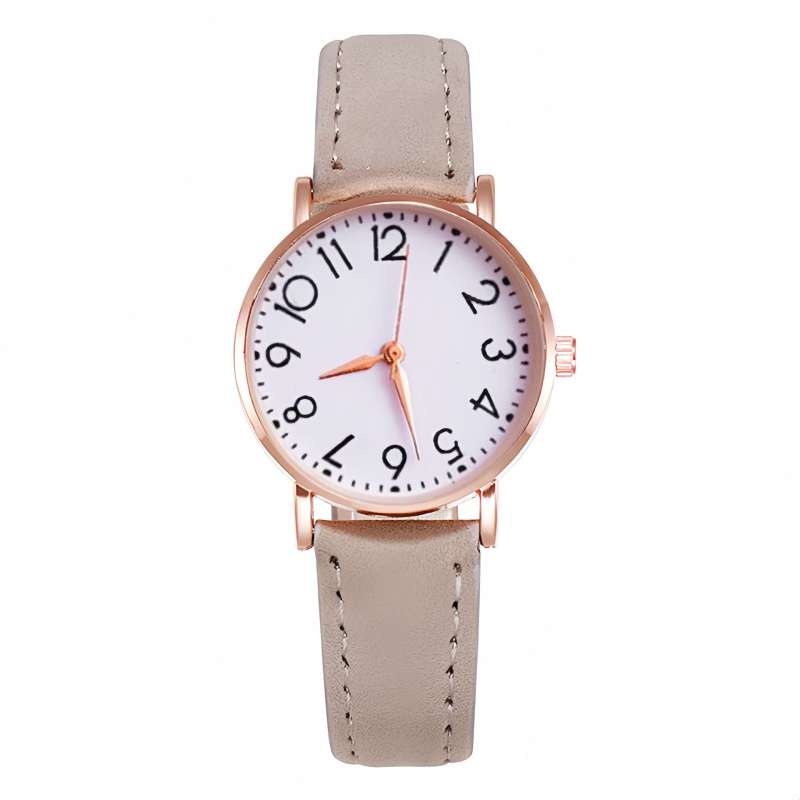 Ceas dama casual minimalist cu cuarț, curea PU, cadran rotund