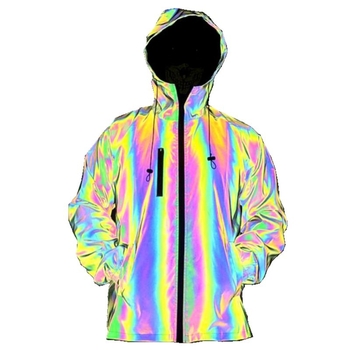 Jachetă pentru bărbați de toamnă-iarnă cu reflexie colorată, impermeabilă și rezistentă la vânt, cu glugă, croială lejeră, mărimi mari