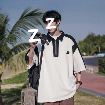 Férfi rövid ujjú pólóing, Cityboy stílus, japán retro, amerikai streetwear