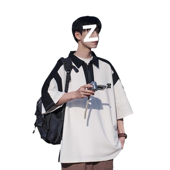 Férfi rövid ujjú pólóing, Cityboy stílus, japán retro, amerikai streetwear