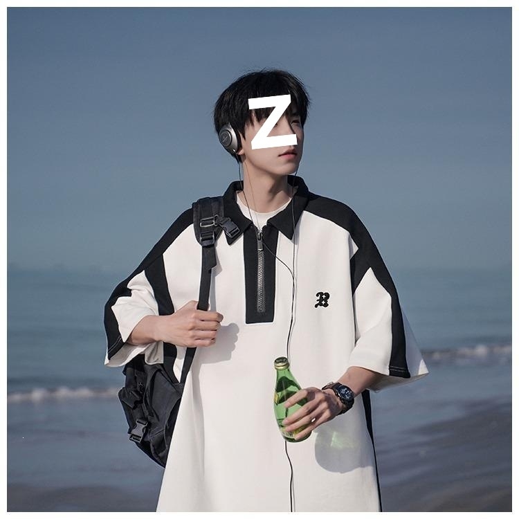 Férfi rövid ujjú pólóing, Cityboy stílus, japán retro, amerikai streetwear