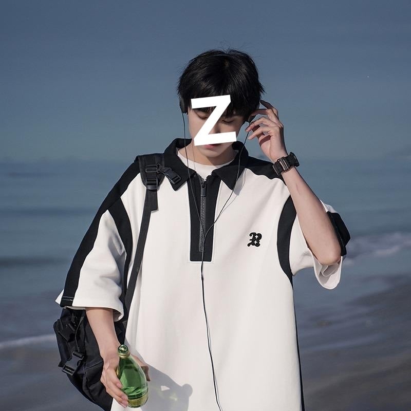 Férfi rövid ujjú pólóing, Cityboy stílus, japán retro, amerikai streetwear