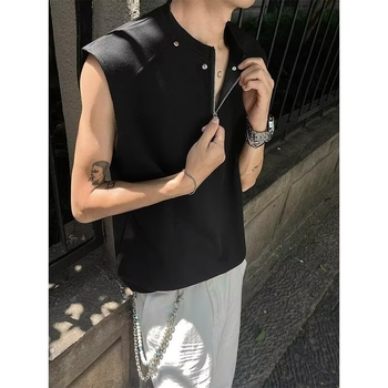 Vesta sport masculină de vară cu fermoar parțial, fără mâneci, design stilat
