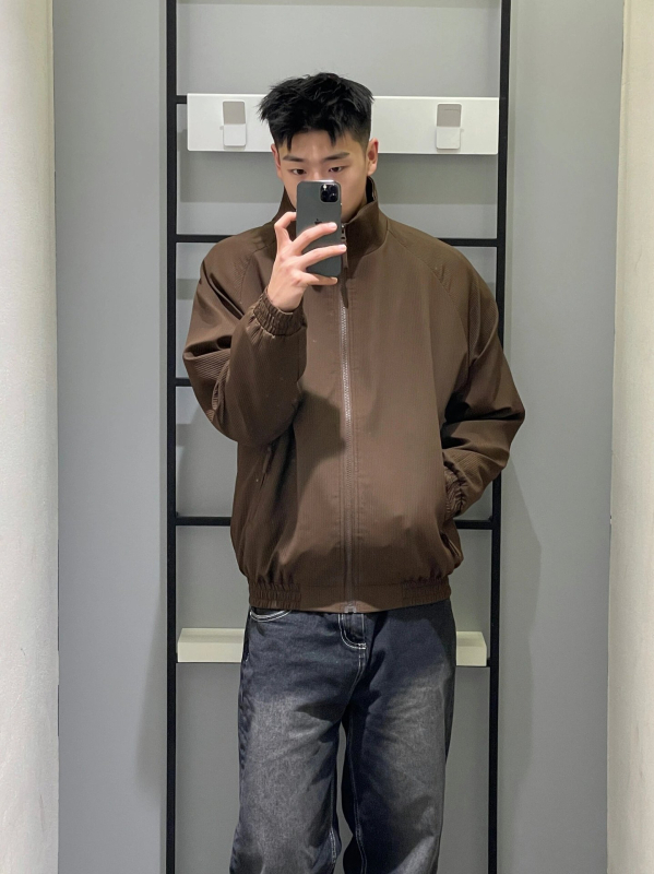 Cleanfit geacă scurtă pentru bărbați cu padding la umeri, guler înalt, fermoar, streetwear de primăvară
