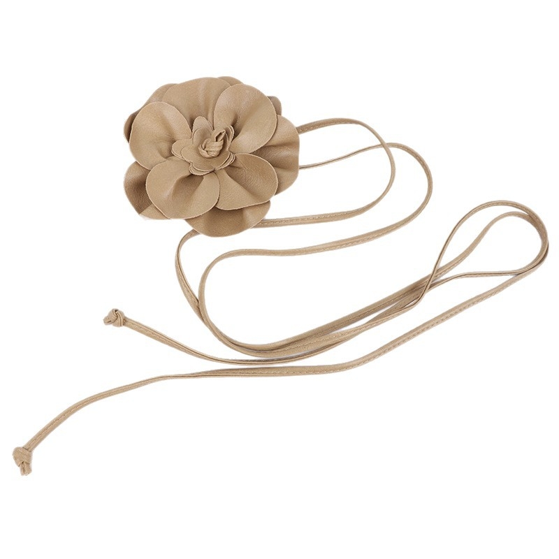 Curea florală în stil coreean pentru rochii — accesoriu pentru talie, cu nod și curea decorativă din piele