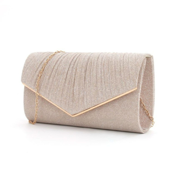 Estélyi clutch táska hengeres alappal és V alakú redőkkel, egyszínű
