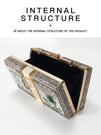 100 dolláros bankjegy mintájú kézitáska, estélyi clutch lánccal és záróval, kis négyzet alakú