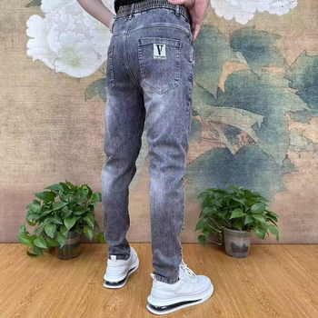 Ανδρικά φθινοπωρινά τζιν με ίσια γραμμή, denim, casual στυλ, πλυμένα