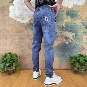 Ανδρικά φθινοπωρινά τζιν με ίσια γραμμή, denim, casual στυλ, πλυμένα
