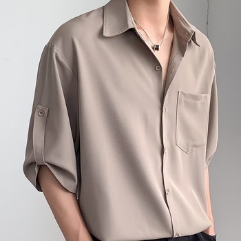 Férfi ice silk ing, rövid ujjú, könnyű nyári fazon, bő szabás, japán vintage stílus