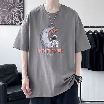 2024 pamut férfi rövid ujjú póló, laza szabás, koreai stílus, hongkongi utcai divat, Instagram-inspirált dizájn
