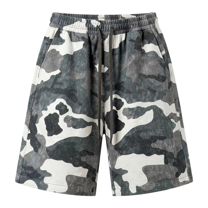 Amerikai retro kamuflált férfi sportshort, nyár, laza, széles szabású