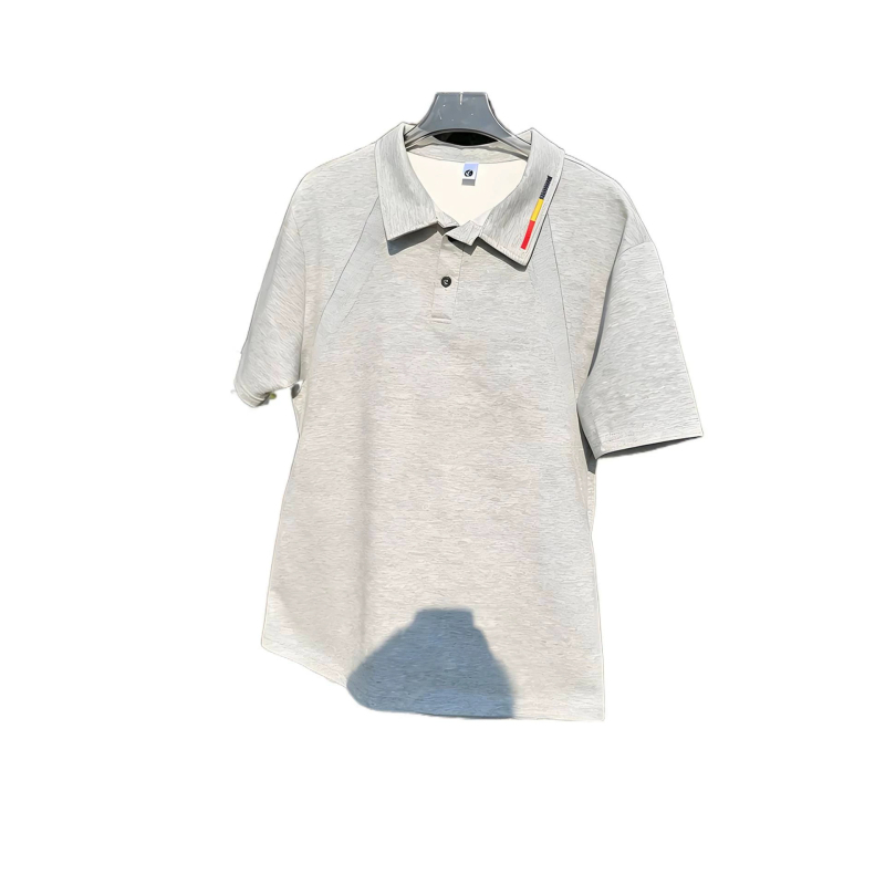 Cleanfit férfi hímzett polo ing, nyár, rövid ujjú, laza szabás, patchwork dizájn, normál vállak