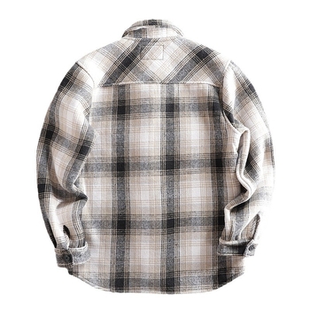 Geacă bărbătească căptușită cu fleece, groasă, anti-statică, în carouri, pentru iarnă, exterior