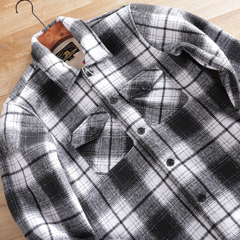 Geacă bărbătească căptușită cu fleece, groasă, anti-statică, în carouri, pentru iarnă, exterior