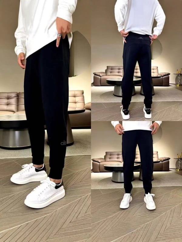 Pánske jesenno-zimné ležérne slim fit nohavice, elastické, jednofarebné, všestranné jogger nohavice