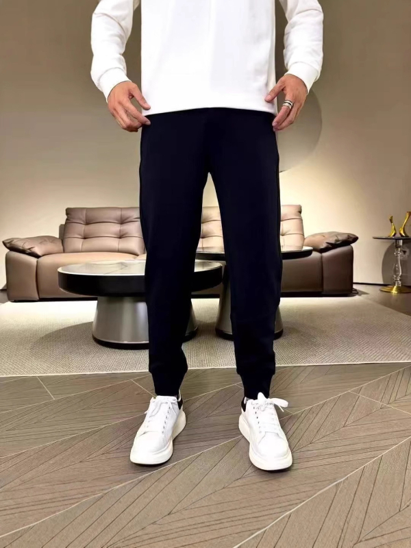 Pánske jesenno-zimné ležérne slim fit nohavice, elastické, jednofarebné, všestranné jogger nohavice