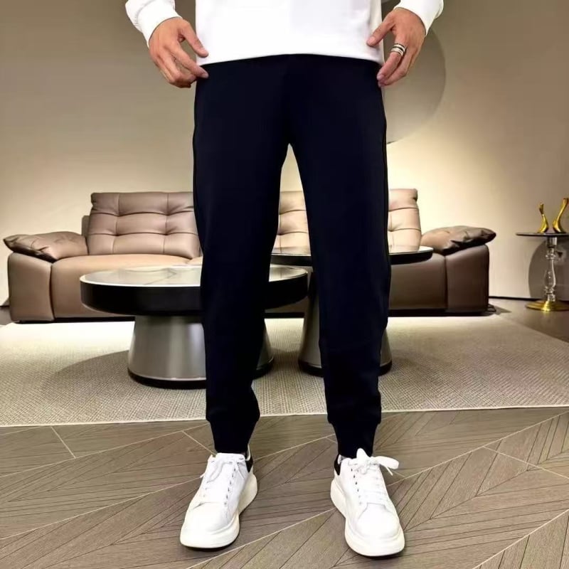 Pánske jesenno-zimné ležérne slim fit nohavice, elastické, jednofarebné, všestranné jogger nohavice